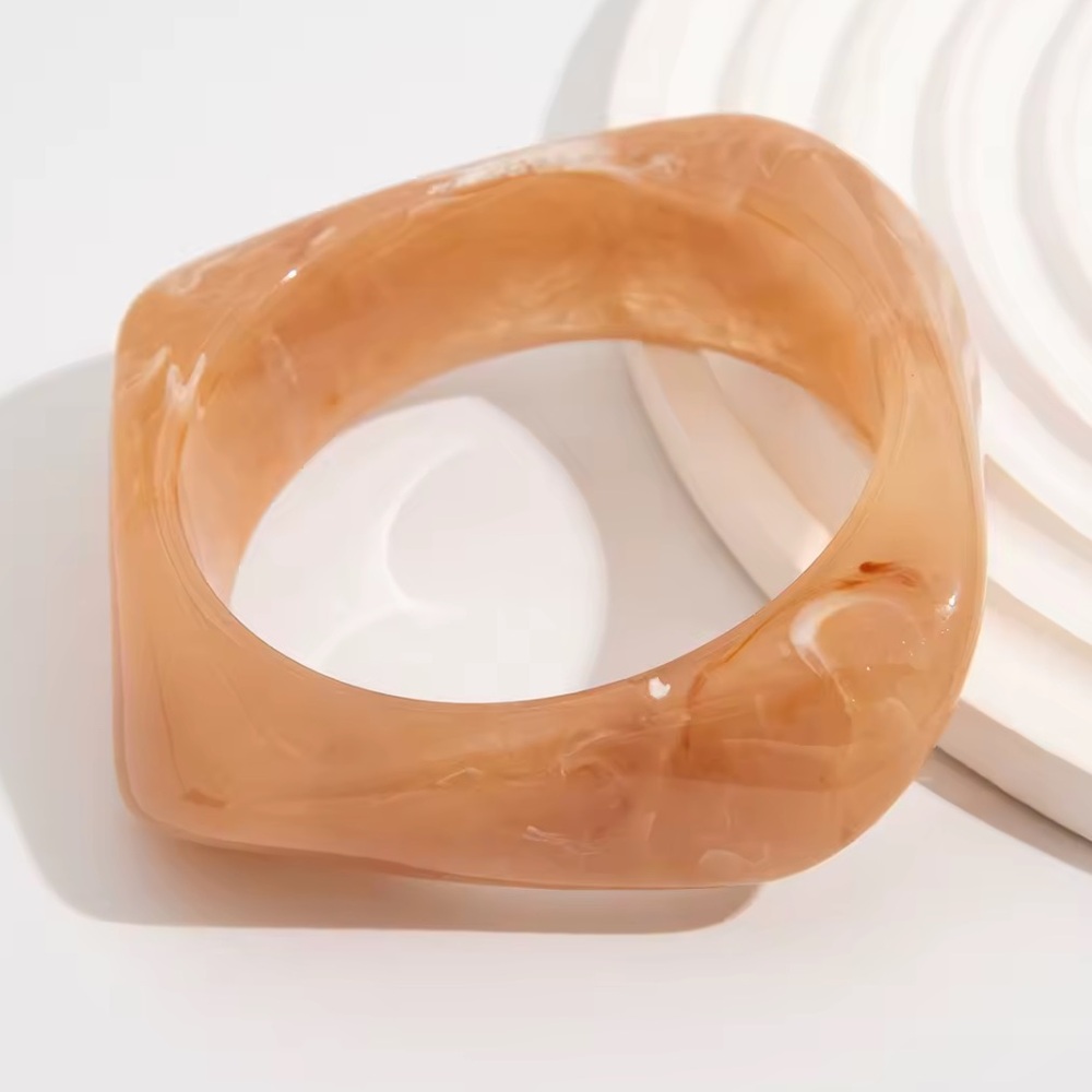 Vintage Chic Punk Beige Acrylic Bangles/Geometric Irregular Bracelet.